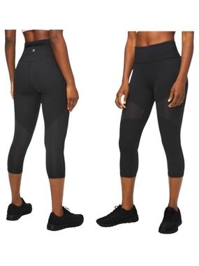 Lululemon Hot Pursuit High Rise Running Crop Leggings Black Size 8